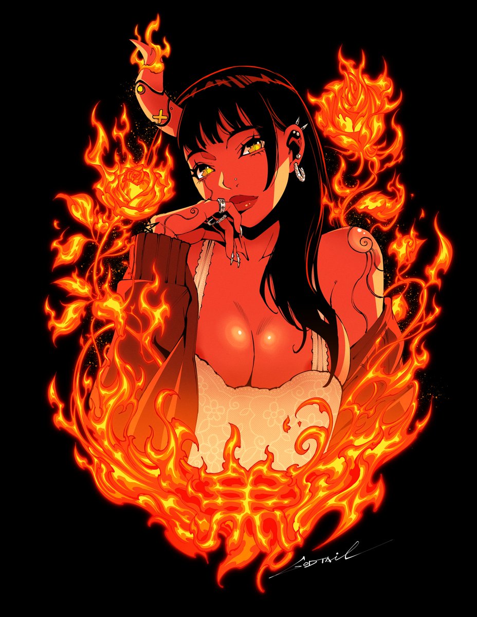 「「fiery rose」#illustration 」|GODTAIL｜個展/ 神戸三宮 8月末までのイラスト