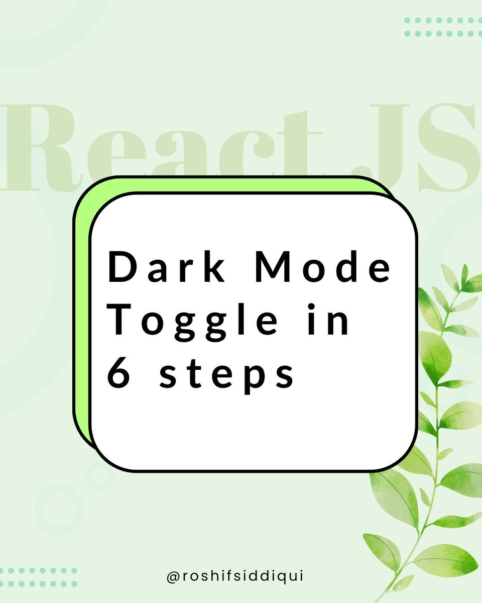 RoshifSiddiqui's tweet photo. Dark mode toggle in
@reactjs
in 6 steps. follow the thread 👇

@framer
#html #Css #ReactJS #UIUX #uidesign #webdesigner #uideveloper #webdeveloper #figma https://t.co/ST0igGbhTx