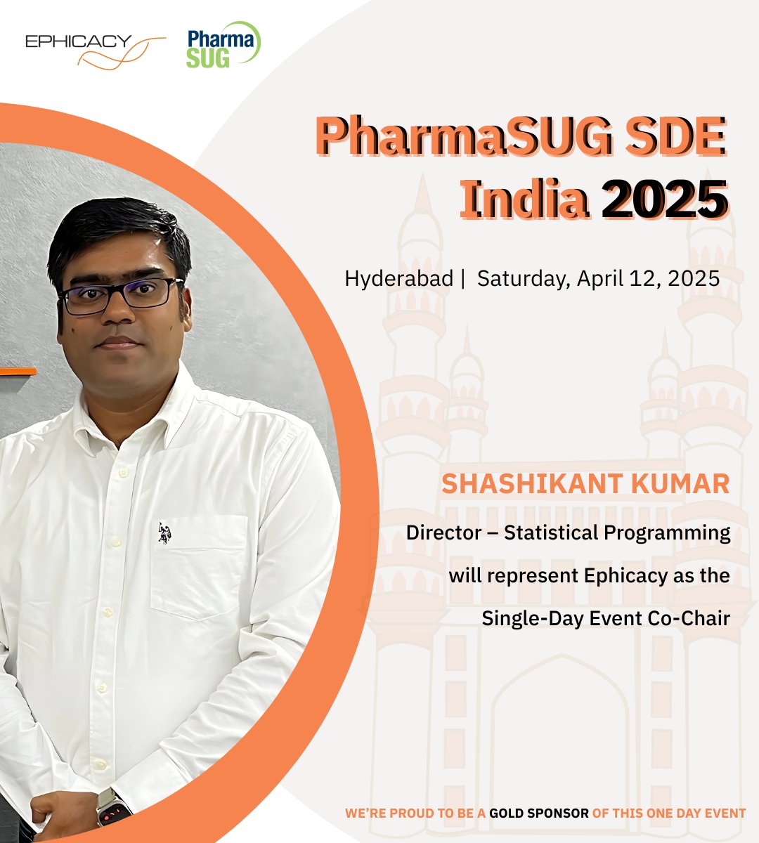 EphicacyLA's tweet photo. Excited for Ephicacy’s strong presence at #PharmaSUGIndia2025!
🎙️ Shashikant Kumar joins as SDE Co-Chair

🎤 Mrityunjay Kumar speaks on best practices in clinical data standards

📌 Poster by Shilphan Dabhi &amp; Dinesh Paila
Proud Gold Sponsor of this one-day event! https://t.co/cUKhUDvRVh