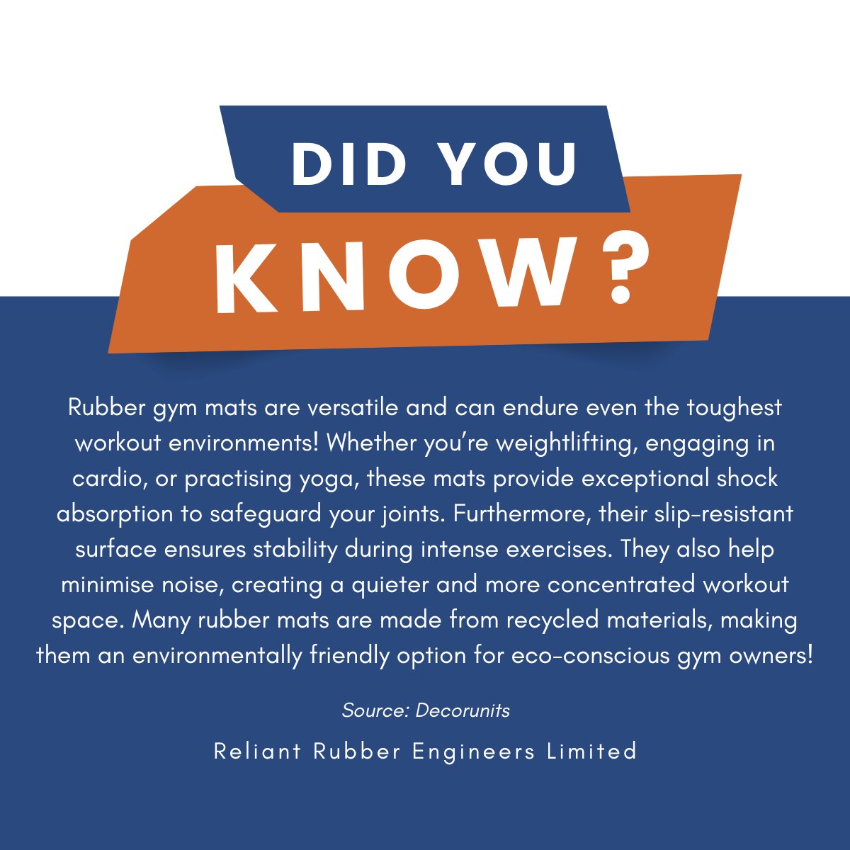 Did you know? 💡

Our gym mats are built for strength and comfort—ideal for any workout space. Tap the link below to explore the range! 🏋

📌 reliantrubber.co.uk/rubber-gym-mats

#GymMats #RubberMatting #HomeGym #CommercialGym #ReliantRubber #GymFlooring