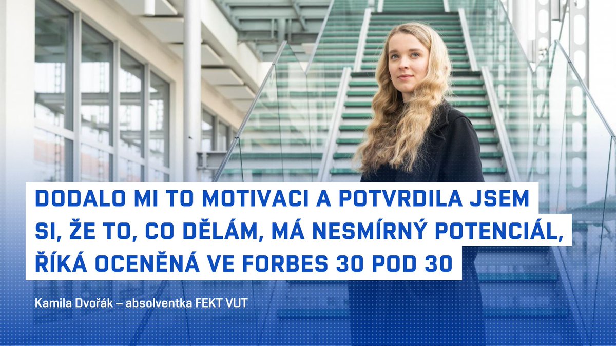 Absolventka programu Biomedicínská technika a bioinformatika Kamila Dvořák přináší revoluci do diagnostiky Alzheimerovy nemoci a dostala se do prestižního výběru Forbes 30 pod 30!
Přečtěte si celý příběh na našem webu: fekt.vut.cz/o_fakulte/aktu…