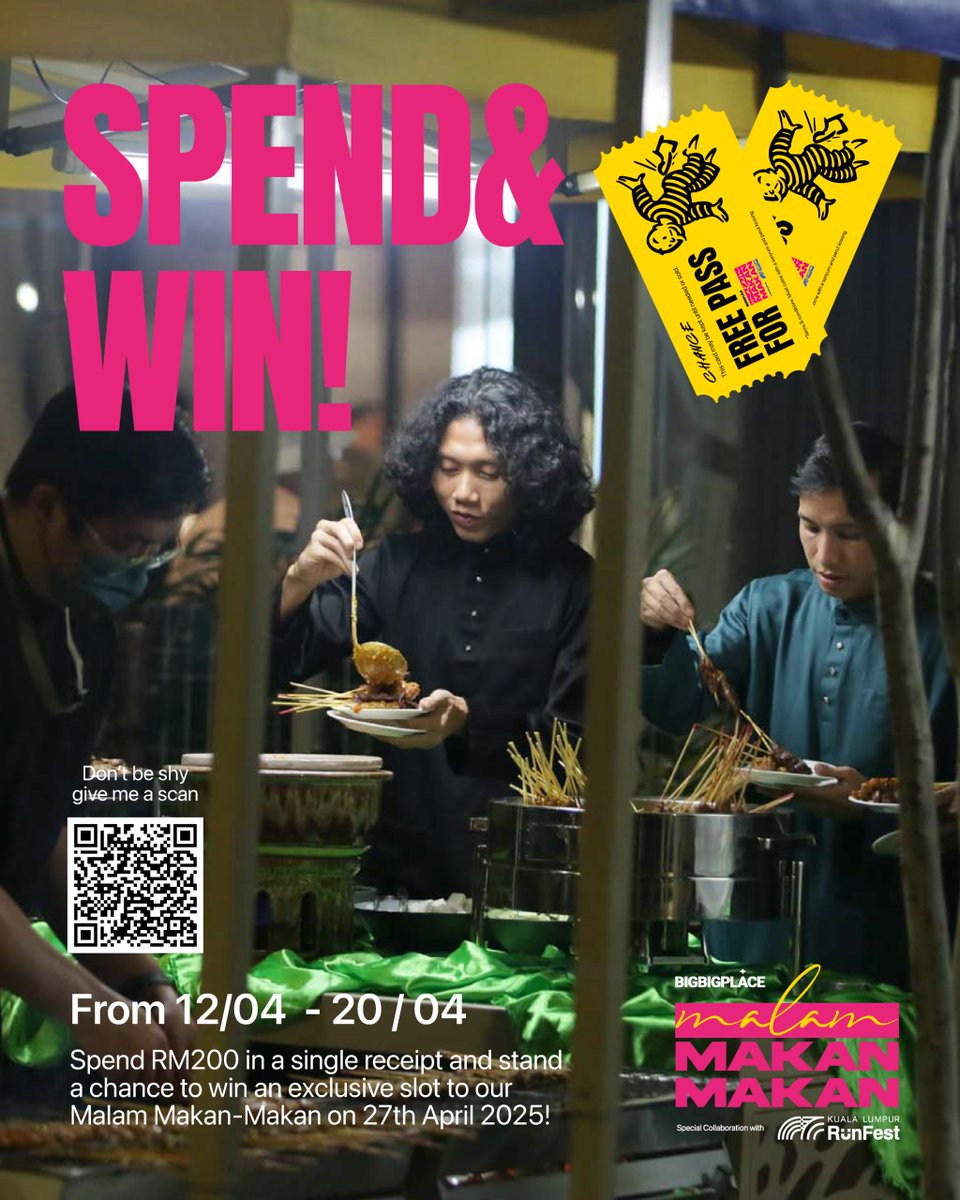 BigBigPlace's tweet photo. Tahun ni kita nak buka peluang kepada Semua untuk bersama" menikmati "Malam Makan Makan" yang akan berlangsung pada 27 April ini! Kami tak #selek!

Caranya adalah dengan berbelanja RM200 ke atas dalam satu resit di mana-mana cawangan Bibgbigplace atau di https://t.co/d6Ot3OSgtG. https://t.co/keRjWLv8d8
