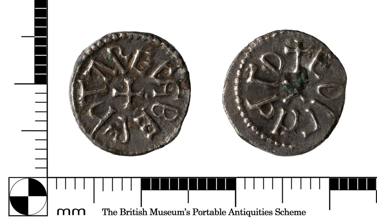 YORYM_FLO's tweet image. This silver Early-Medieval Northumbrian penny was issued jointly under King Æthelwald Moll and Archbishop Ecgberht of York. It was issued between AD 759 – 765 and was likely minted in York. #FindsFriday finds.org.uk/database/artef…