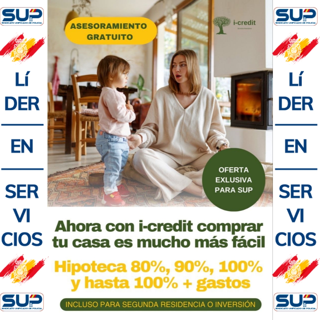Sup_Policia's tweet photo. Gestiona tu #Hipoteca con #ICredit Consigue condiciones preferentes por ser afiliado del @Sup_Policia
#InterésFijo desde 1,70%
#Financiación hasta el 100% + gastos incluso para 2ª residencia
https://t.co/V5JSAxb9k0
Afiliate⤵️
https://t.co/aWtEI5KEFg https://t.co/fB0U6Cz2bq
