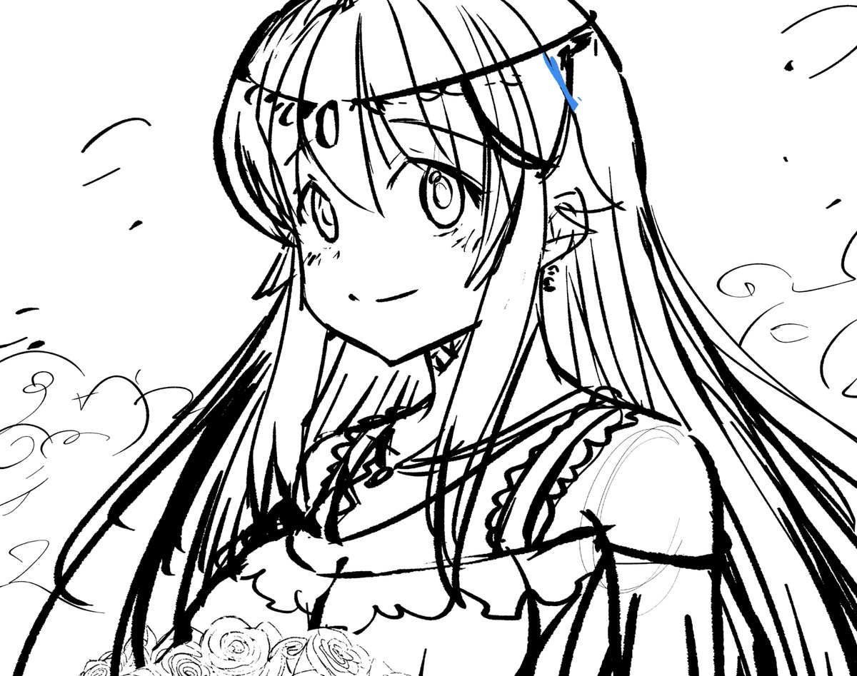 「以前描いた色紙の下書きを見ていたら思ったよりラフで、ここからどうやって完成に持っ」|ひな姫🎨異世界TS百合連載中のイラスト
