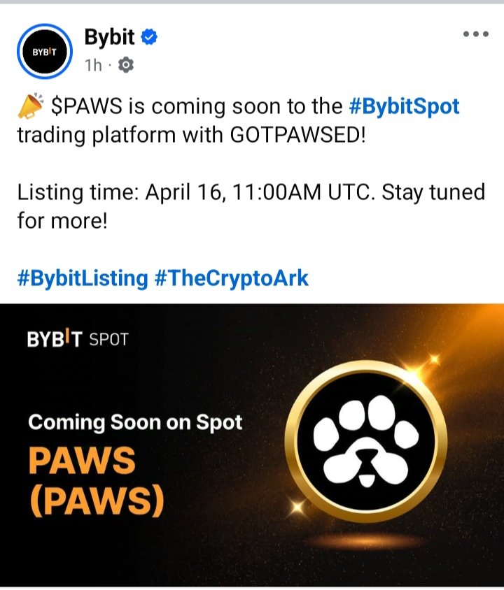 Joydeb341's tweet photo. bybit official listing

 BREAKING: $PAWS is coming to Bybit Spot on April 16, 11:00AM UTC. 

USDT or DUST? 💰👀 https://t.co/YFokQoN9pw