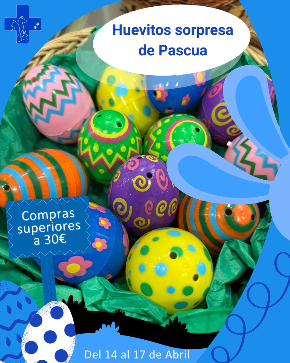 animalsalut's tweet photo. ¿Te apetece llevarte un regalo sorpresa esta Semana Santa?

Del 14 al 17 de abril, en Animalsalut, queremos premiar tu confianza con nuestros Huevitos Sorpresa de Pascua para compras superiores a 30€ en nuestro centro. https://t.co/7zNG2f9eFx