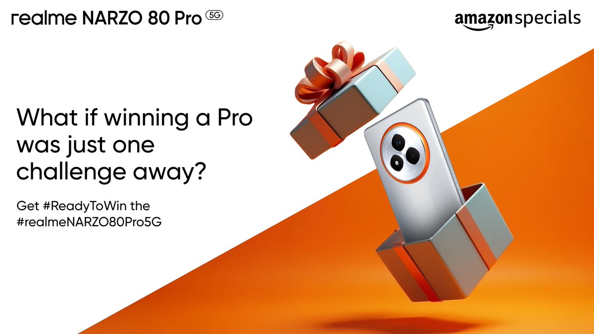 Contest alert!

Think you've got what it takes to be a winner? Participate in our upcoming challenges and get #ReadyToWin the #realmeNARZO80Pro5G.

realme.com: bit.ly/4ct8YQc
<a href="/amazonIN/">Amazon India</a>  : bit.ly/42thxpL