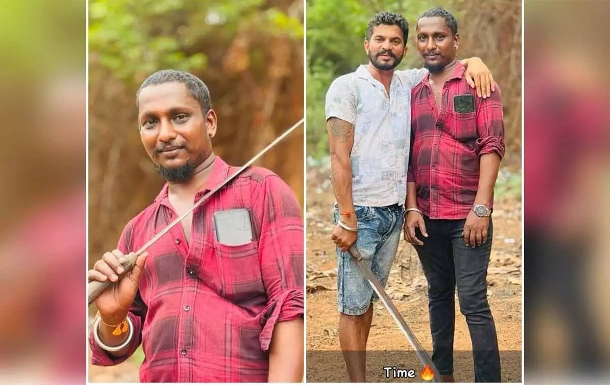HateDetectors's tweet photo. The #PutturPolice arrested two individuals on Thursday, April 10 for allegedly brandishing a lethal weapon long knife/sword and circulating its image on social media, an act that violates legal provisions.

The accused have been identified as #Sujit (36), a resident of #Kuriya village, and #Puttanna (32), from #Aryapu village in #Puttur.

The accused are reportedly right wingers associated the Sangh Parivar and Sujit was associated with Hindu Jagarana Vedike earlier. 

A case was registered at the Puttur rural police station on April 9, and an investigation is currently underway. Further legal proceedings will follow based on the findings.

Meanwhile, the duo was produced before court on April 10 in the evening and they have been granted interim bail.