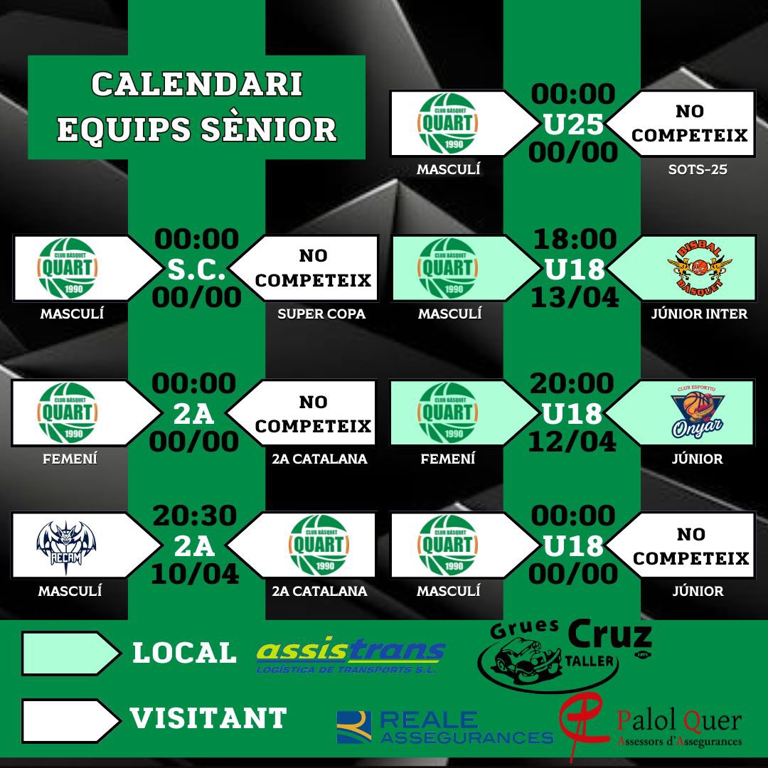 PARTITS CAP DE SETMANA!💪🏼💚