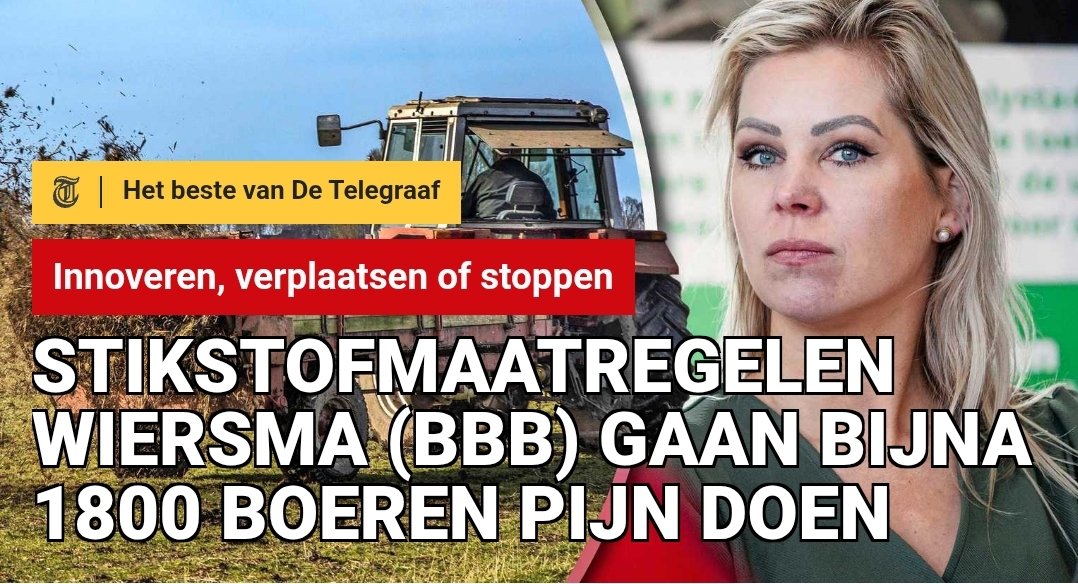 Door een zelf opgelegde belachelijke lage stikstofnorm, moeten 1.800 boeren het veld ruimen? 

Gewoon stoppen met die onnozele #stikstof #waanzin... wat dacht je daarvan #Wiersma #BBB? 🤨😠