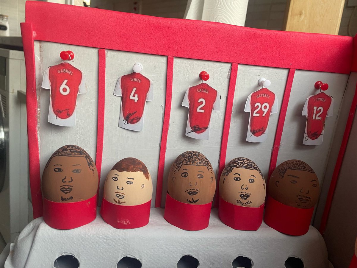 lostgirrljk's tweet photo. @Arsenal @AFTVMedia My friend has made this absolute masterpiece for her 4 year old son, who is a huge Arsenal fan!! Arthur is wishing the whole team a Happy Easter!! 🐣🥚❤️ @BukayoSaka87 @_DeclanRice @JurrienTimber @gabimartinelli https://t.co/ZptcVLLkgE