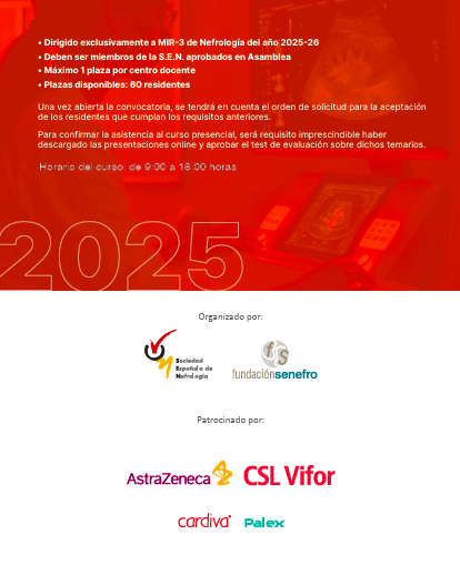S.E.N. Nefrología (@senefrologia) on Twitter photo Ponemos en marcha el 1º Curso de Ecografía e Intervencionismo Renal para MIR-3 socios S.E.N.
👥2 convocatorias anuales: 30 mayo o 3 octubre
👥Sede: Madrid
Info para la inscripción y programa: senefro.org/modules.php?na… <a href="/dvdrry/">David Arroyo</a> <a href="/josedelaflor4/">Jose De La Flor</a> <a href="/MaiteGorrin/">Maite Rivera Gorrin</a> <a href="/sosaharidian/">haridian</a> <a href="/mvaca87/">Marco Vaca Gallardo</a> Ponemos en marcha el 1º Curso de Ecografía e Intervencionismo Renal para MIR-3 socios S.E.N.
👥2 convocatorias anuales: 30 mayo o 3 octubre
👥Sede: Madrid
Info para la inscripción y programa: senefro.org/modules.php?na… <a href="/dvdrry/">David Arroyo</a> <a href="/josedelaflor4/">Jose De La Flor</a> <a href="/MaiteGorrin/">Maite Rivera Gorrin</a> <a href="/sosaharidian/">haridian</a> <a href="/mvaca87/">Marco Vaca Gallardo</a>