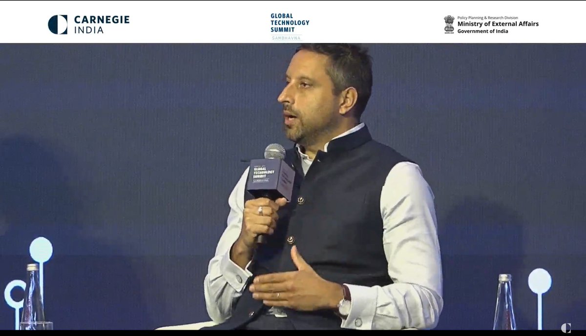 CarnegieIndia's tweet image. &quot;Our old ideas of how we approach national security-government to government conversations-are no longer adequate in a sitation where the private sector is at the frontline. We need to get much more intimate with our relationship with the private sector,&quot; says @AusAmbCyberTech,…
