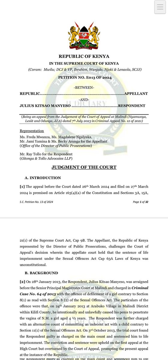 #hotoffthebench
SCORK has overturned the Kitsao decision that declared indeterminate life imprisonment unconstitutional. 
SCORK holds that due to the doctrine of separation of powers, this should be left to parliament and secondly, the issue was only raised at the COA