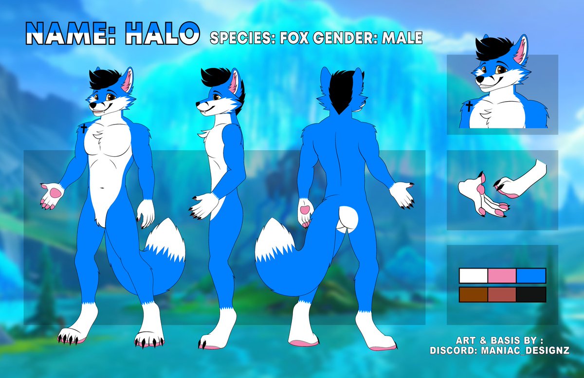 HaIoFox's tweet image. My fursona if anyone is curious.
Thanks to Maniac_Designz for making it!