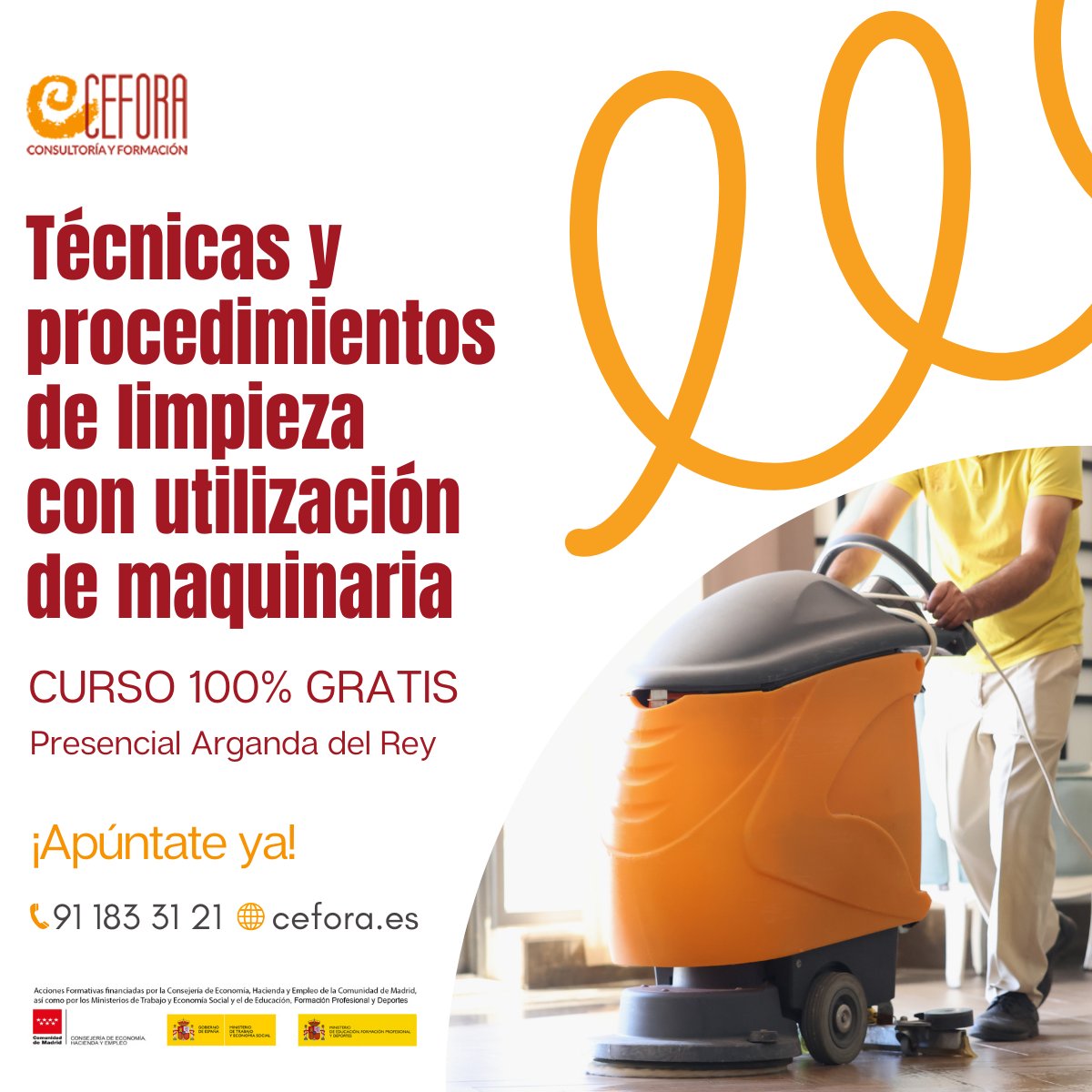 ⏰¡Últimas plazas!
🎓¡Certifica tus habilidades! Conviértete en un o una experta en limpieza con certificación profesional con este #CursoGratis para trabajadores en activo.
👉 Llama ya al 91 183 31 21 o visita: cefora.es/cursos/mf1088_…