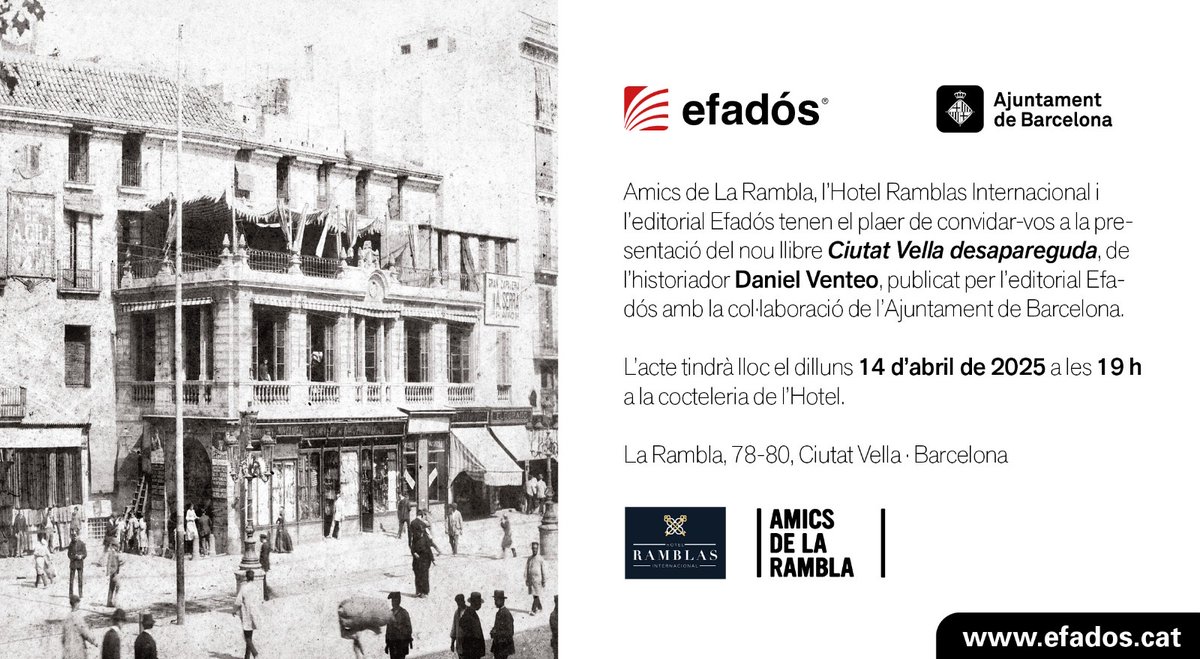 Nova presentació del meu últim llibre, aquesta vegada gràcies a <a href="/AmicsdeLaRambla/">Amics de La Rambla</a> i l'Hotel Ramblas Internacional: dilluns 14 d'abril a les 19h. A la cocteleria The Wolves Cave de la primera planta de l'hotel, La Rambla 78, davant del Liceu. Ens veiem.