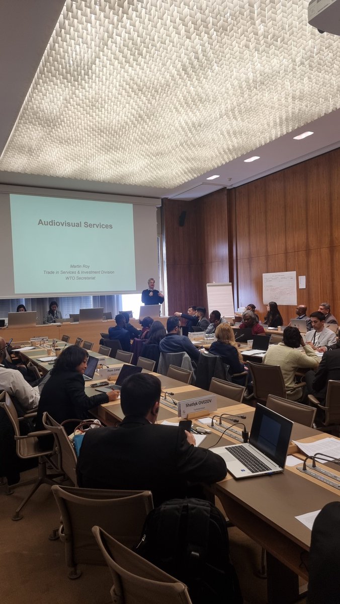 On Day 3 of Training on Trade in Services for Acceding Gov'ts <a href="/wto/">WTO</a>, participants continued discussing scheduling sectoral issues: audiovisual, financial, postal &amp; courier services. Highlight - very insightful experience-sharing roundtable featuring 🇨🇦&amp;🇪🇺as Friends of Accessions