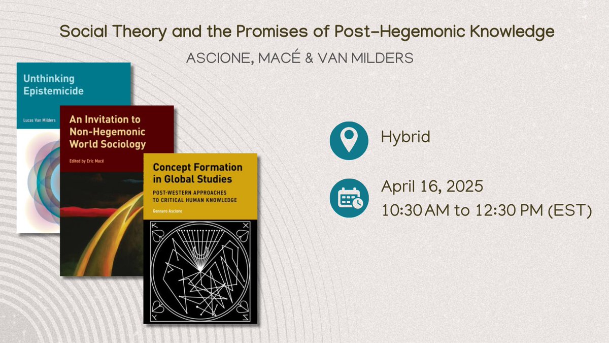MARK YOUR CALENDARS📅: On April 16, <a href="/gloknoscentre/">gloknos</a> hosts authors from the Global Epistemics series as they discuss the promises of post-hegemonic knowledge in the current global intellectual moment.

Register here: bit.ly/4ln5ym4...