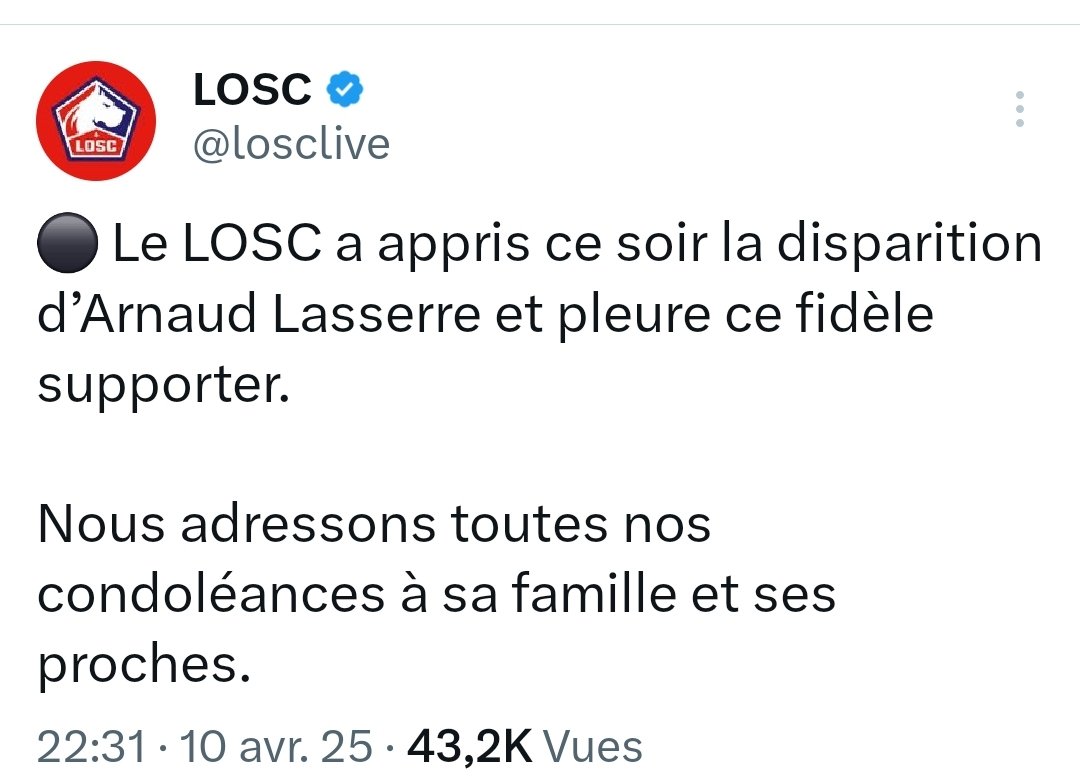 Pitman59's tweet photo. R.I.P 🙏

Sincères condoléances a sa famille et ses proches ⚜️🔴⚪️ https://t.co/1kxATs0s2J