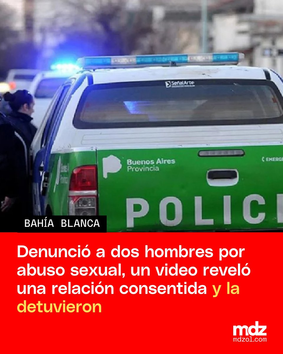 mdzol's tweet image. 🚨La mujer fue arrestada por orden de la Justicia tras comprobarse que mintió en una denuncia realizada en 2017. Dos hombres habían estado presos una semana por el caso.

#BahíaBlanca #Denuncia #Presos #Abuso #FalsoTestimonio #Detenida