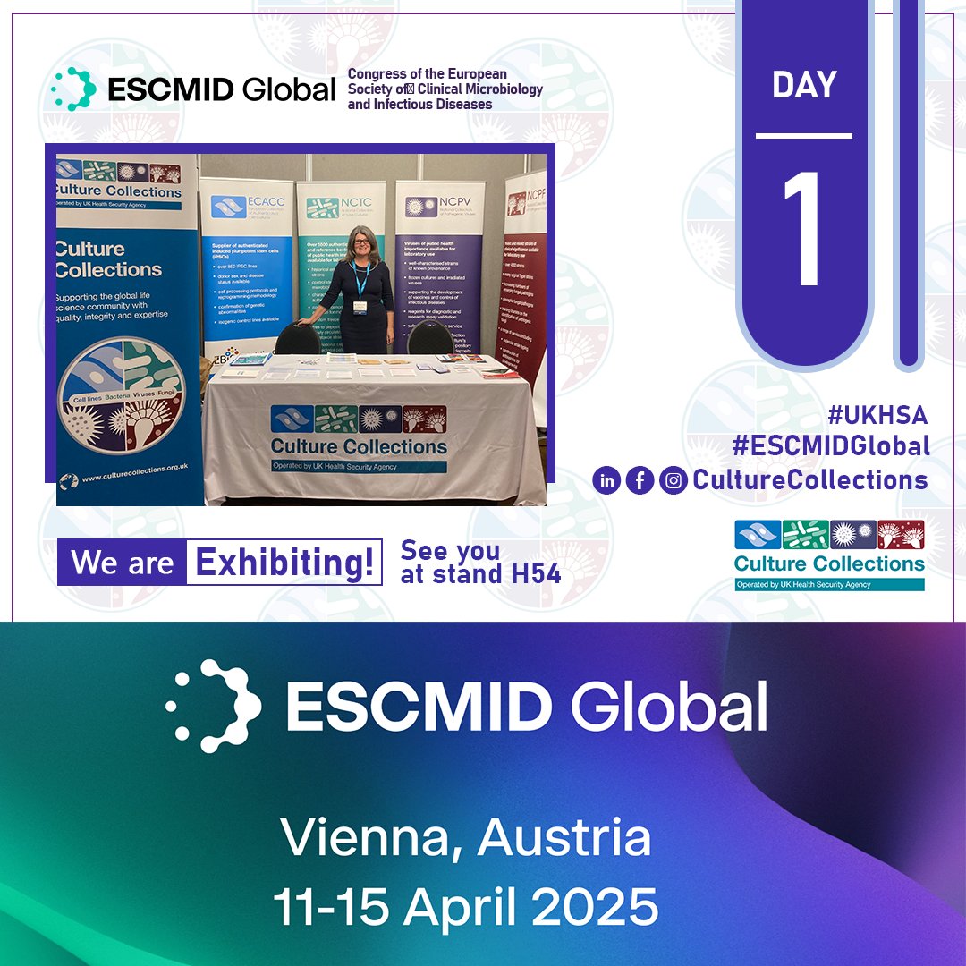We are exhibiting at ESCMID 2025 in Vienna, Austria from the 11ᵗʰ -15ᵗʰ of April. Be sure to Join us at stand H54, hope to see you there @escmid #ESCMIDGlobal #UKHSA #CultureCollections