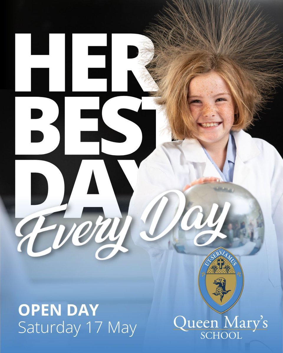Join us for our Open Day from 9am on Saturday 17 May and discover how our all-girls setting can help your daughter to flourish!  

Book your place today via the link in our profile! buff.ly/QxZJ5uC  #QMarys #HerBestDay #GirlsEducation #FutureLeaders #QMarysPrep #QMarys100