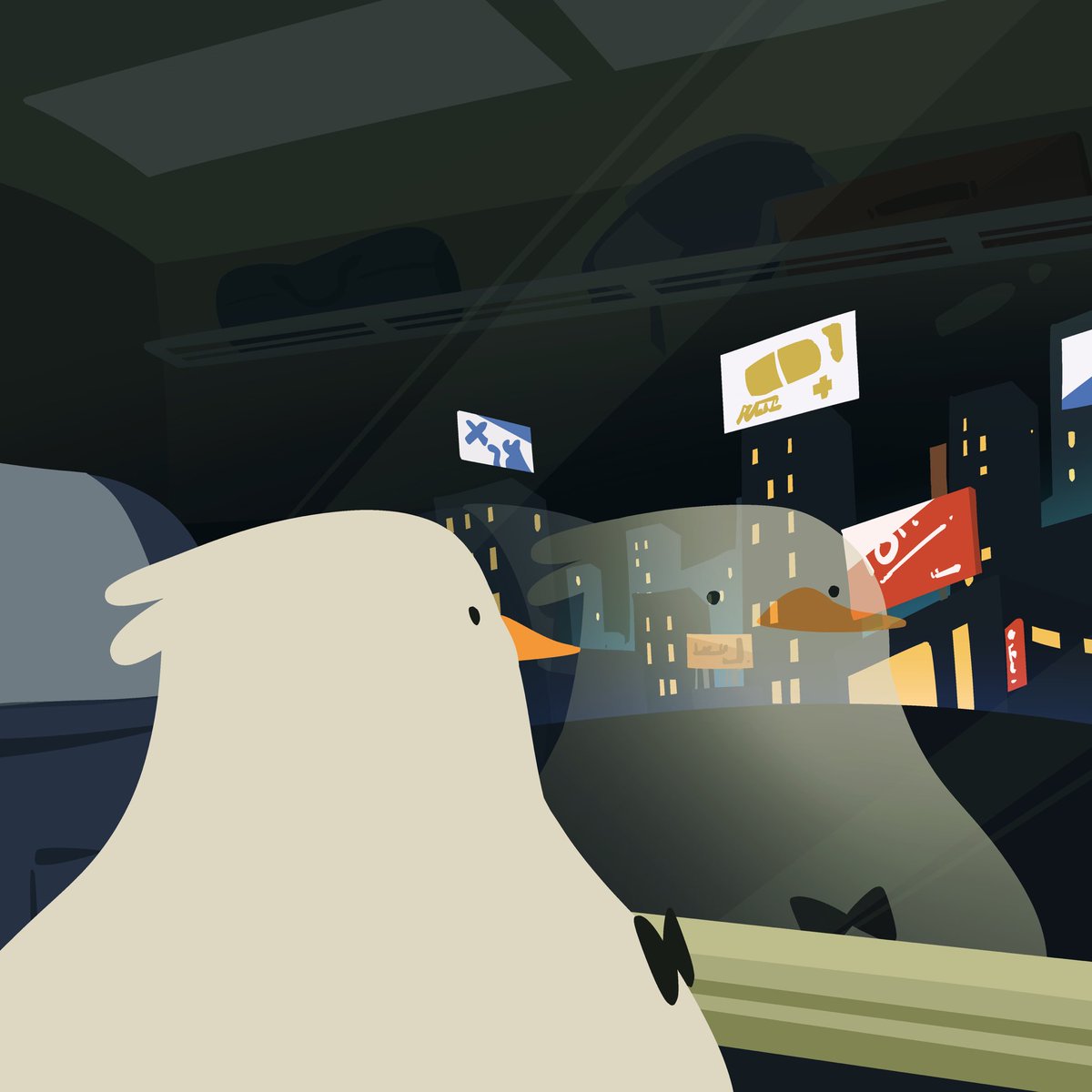 Zen_art_2001's tweet photo. THE WAY HOME.
A little lonely, a little sad, a little lost.
帰り道
少し寂しい気持ち
#illustration #夜の電車 #moodyart #イラスト #digitaldrawing #duckcharacter #オリキャラ https://t.co/LxisNXJy6L
