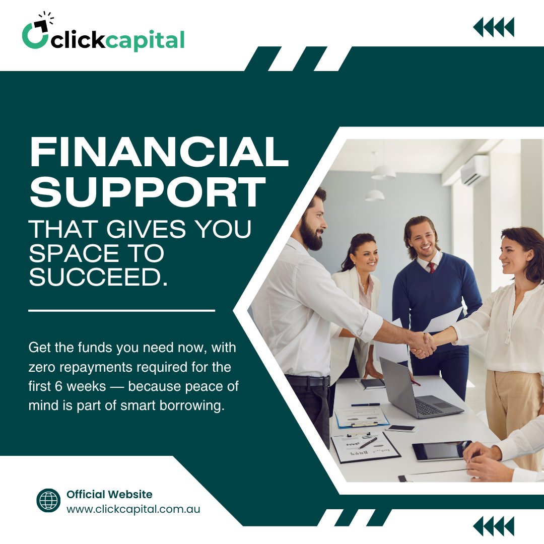 ClickCapitalaus's tweet image. Not all loans are built for real life.
Ours gives you 6 weeks with no repayments — so you can plan, grow, and move forward without pressure.
💼 No fees.
📈 Full clarity.
Apply now.

#SmartBorrowing #ClickCapital #FinanceThatFits #BorrowBetter

clickcapital.com.au