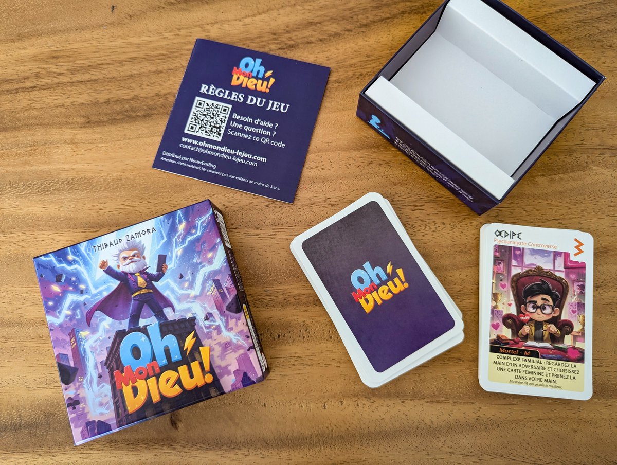 🎉 Après un an de travail acharné, je suis ravi de vous annoncer la sortie de Oh Mon Dieu, mon tout premier jeu de société ! 🎲

C'est l'aboutissement d'un rêve de longue date : créer un jeu de société. En temps que joueur, voir ce projet se concrétiser est une immense fierté.