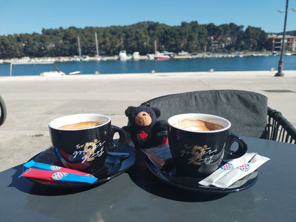 Morning coffee in Stari Grad with little gift from Canada for my friend 🇭🇷☕🇨🇦 #GoodMorning #CoffeeLovers #Croatia