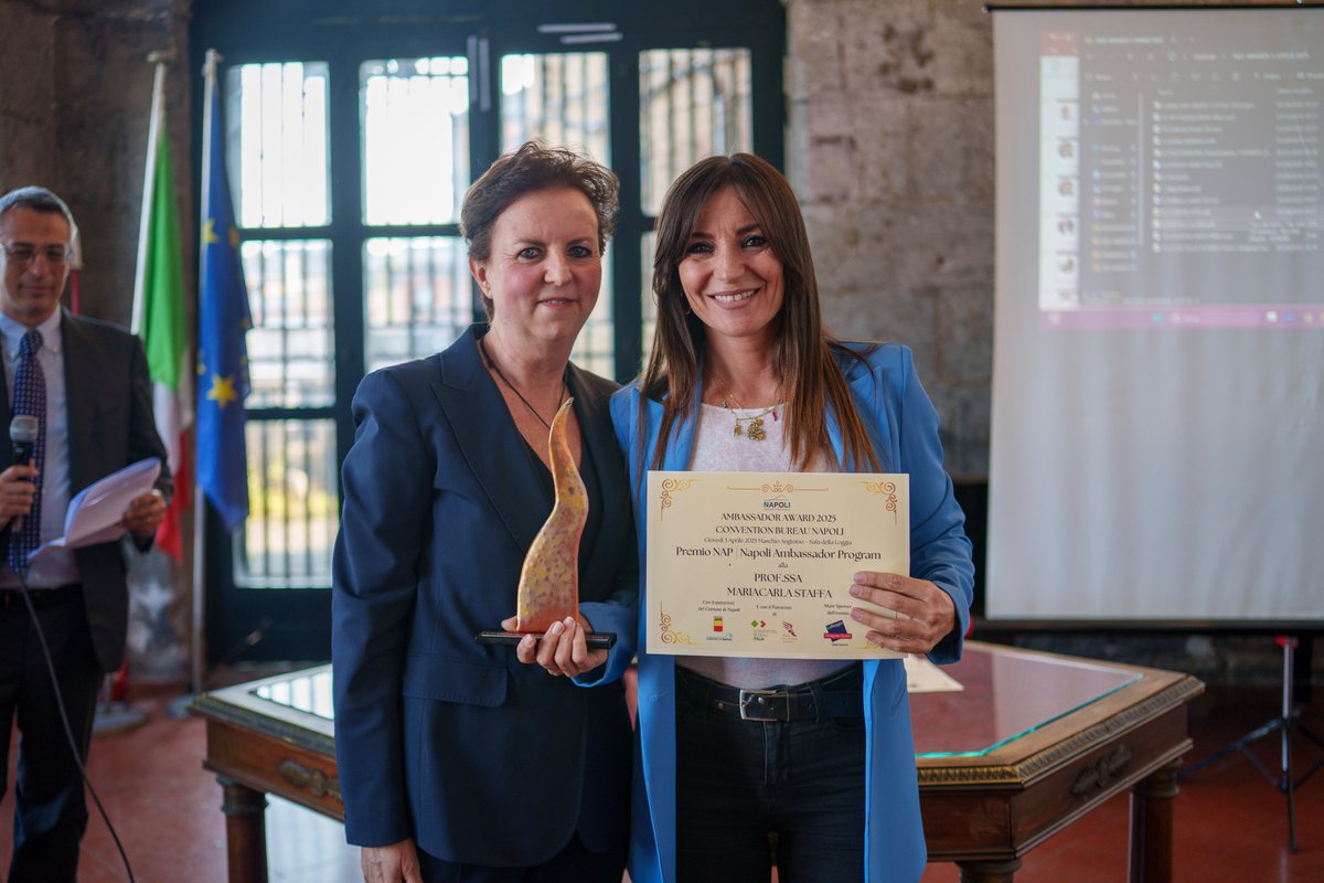 mc42593839's tweet image. Honored to receive this award at the 2nd edition of the Naples Ambassador Program (NAP), organized by Convention Bureau Napoli with the support of the Municipality and IKL. Grateful to EFFEERRE Congressi for guiding me to this recognition.😊🤖#SOCIALROBOTICS #ICSR2025 #NAPLES
