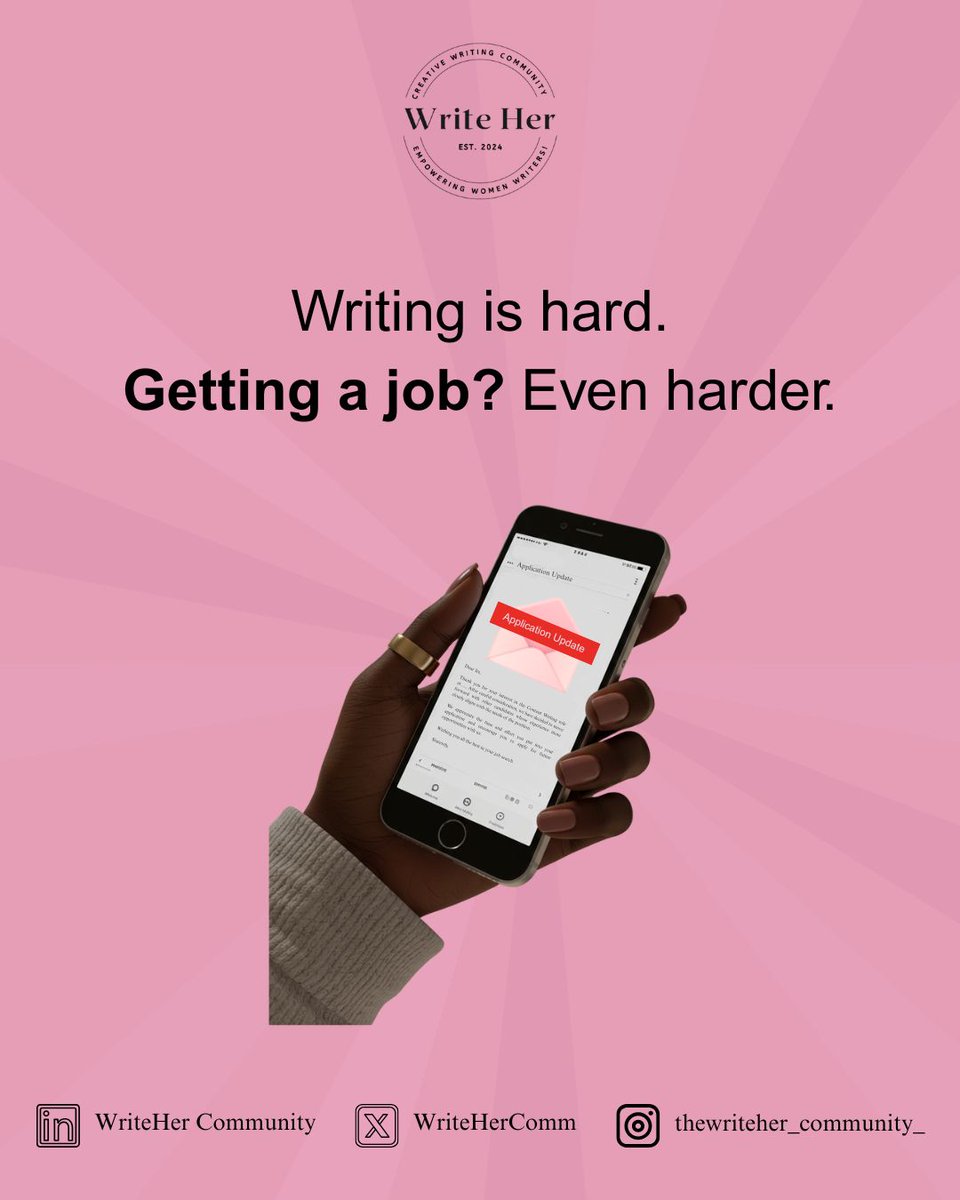 WriteHerComm's tweet photo. Writing is hard.

Getting a job? Even harder.
But rejection doesn’t necessarily mean you’re not good enough.

🧵🧵🧵 https://t.co/ytVQxM4h1V