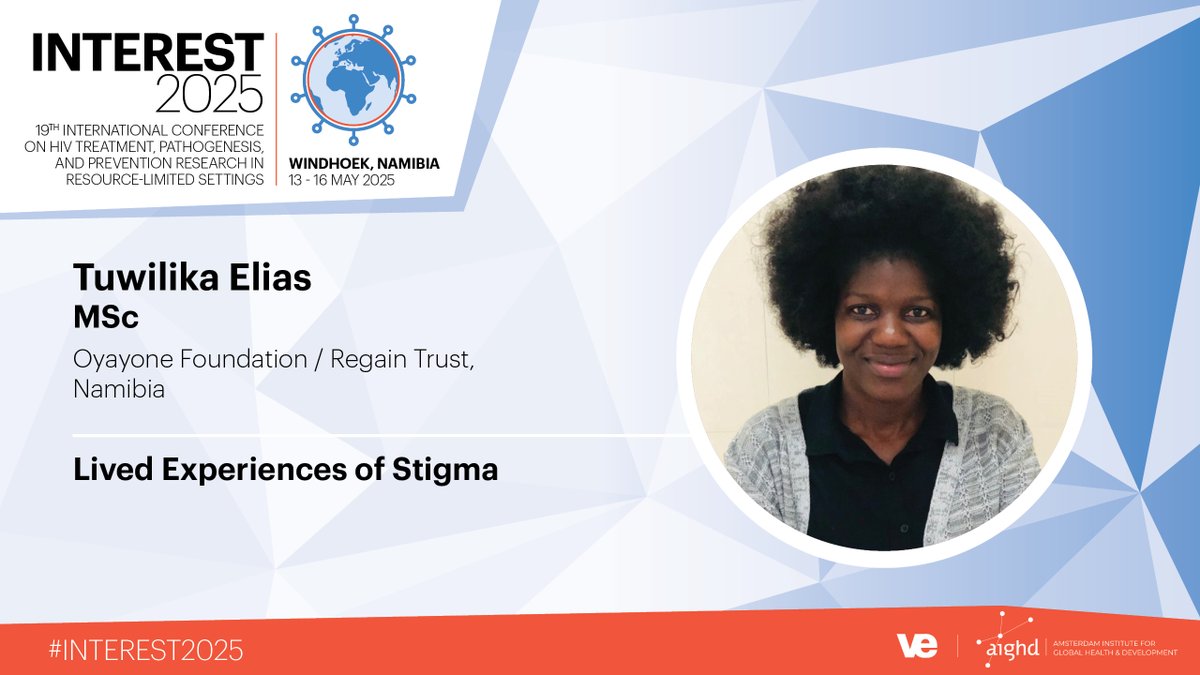 INTERESTconf's tweet image. Twilika Elias from the Oyayone Foundation based in Namibia will share her work on the Lived Experiences of Stigma in this year&apos;s #INTERESTConference!

Join the premiere #HIVAIDS Conference built for and by Africans: interestworkshop.org/registration/

#Namibia #GlobalHealth #HIVStigma