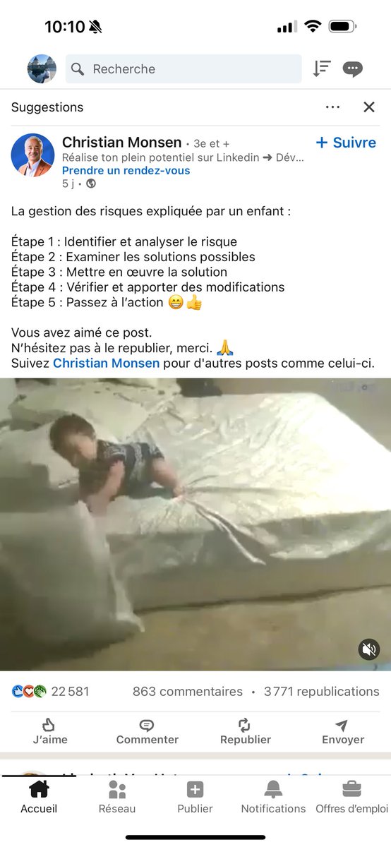 MiniWamm's tweet photo. J’ai vu ce post sur linkedIn… on a pas les mêmes enfants hein, moi mon fils de merde il passe a l’action puis prend immédiatement conscience que c’etait pas une bonne idee https://t.co/NfJfZhGcWi