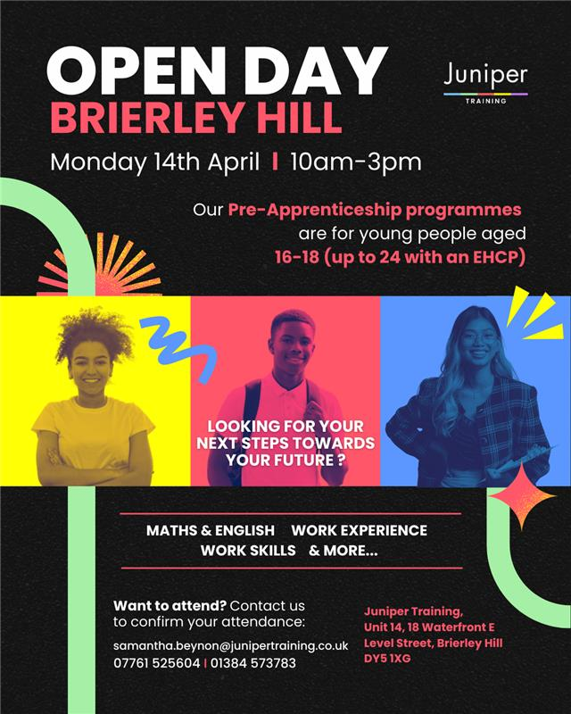 Connexions Sandwell (@connexion_jobs) on Twitter photo Open day <a href="/TrainingJuniper/">Juniper Training Ltd</a> Brierley Hill, Mon 14 April 10am - 3pm for pre-apprenticeship programmes for young people 16-18 (up to 24 with an EHCP). Open day <a href="/TrainingJuniper/">Juniper Training Ltd</a> Brierley Hill, Mon 14 April 10am - 3pm for pre-apprenticeship programmes for young people 16-18 (up to 24 with an EHCP).