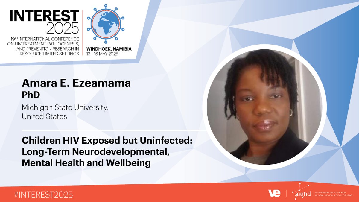 INTERESTconf's tweet image. Amara Ezeamama, PhD at @michiganstateu, is attending the #INTERESTConference to uncover the experiences of children who have been exposed but uninfected by #HIV. 

Join the premiere #HIVAIDS conference on the #African continent: interestworkshop.org/registration/

#GlobalHealth