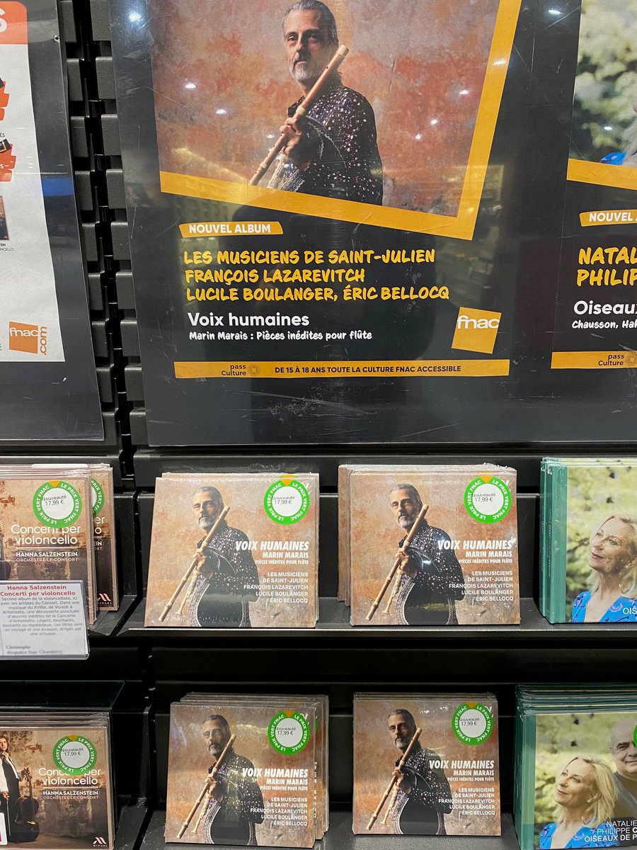 MusSaintJulien's tweet photo. Voix humaines, Marin Marais pièces inédites pour flûte, à la FNAC des Ternes et de Montparnasse.
#FrançoisLazarevitch 
#LucileBoulanger 
#ÉricBellocq 
@alpha_classics https://t.co/NtUrFU9vFg