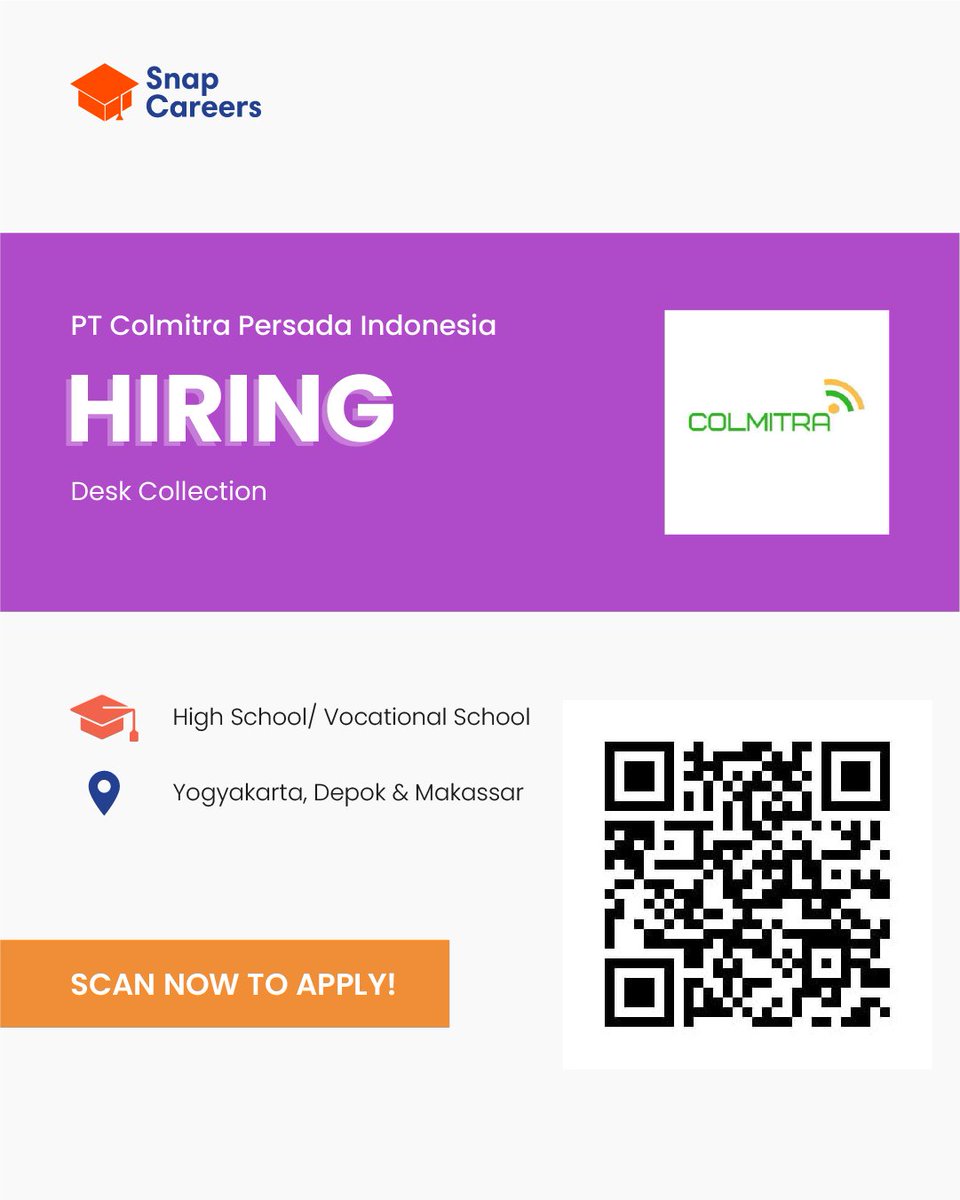 jobsnapcareers's tweet image. Vacancy as "Desk Collection - at PT Colmitra Persada Indonesia"

For more details:
snap.careers/job/desk-colle…

Tele:
t.me/snapcareers_id

WA group:
bit.ly/WA-Snap-Career…

Socmed:
linktr.ee/snapcareers

Artikel dunia kerja:
blog.snap.careers

#deskcollection #indonesia