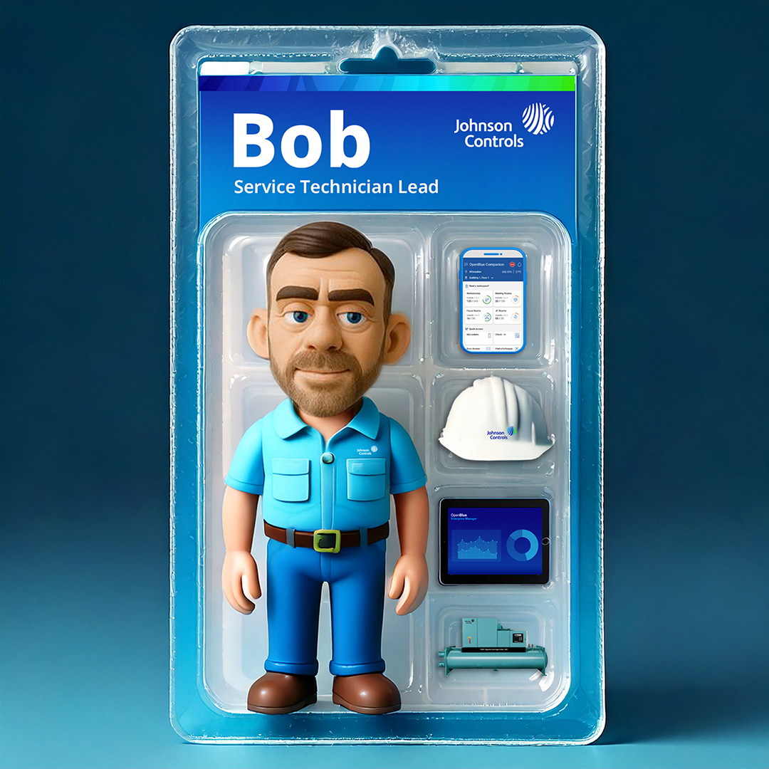johnsoncontrols's tweet photo. Ok, it’s our turn ⬇️
Remember Bob, our #OpenBlue service expert? It’s come full circle and he’s now an action figure, complete with the AI powered solutions that help him detect chiller faults before they become problems.
https://t.co/Bo41eOXvv4 https://t.co/qvKc0wU49V