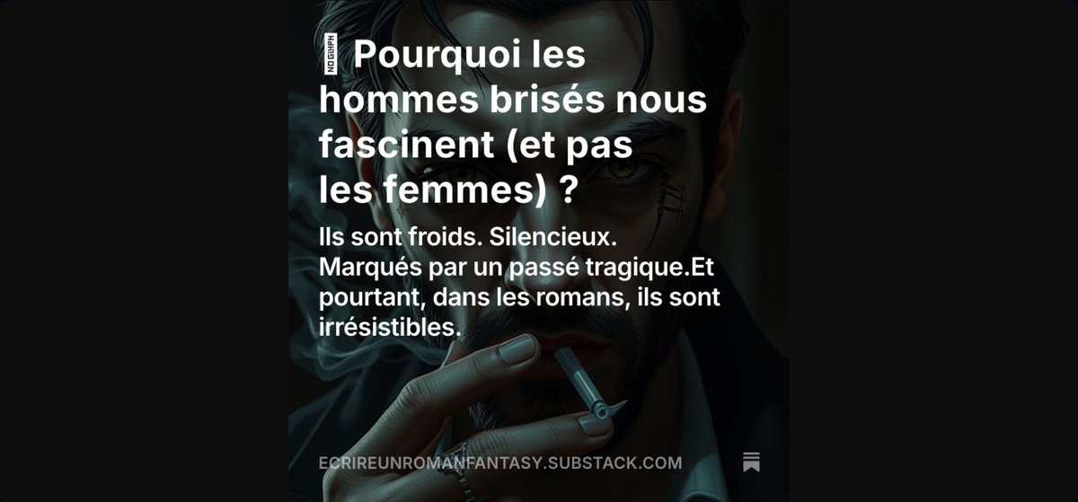 Pourquoi les hommes brisés dans la fiction nous fascinent et pas les femmes ? C'est le sujet de ma réflexion du jour, sur mon blog et sur substack, bonne lecture !
Le lien vers substack 👇
bit.ly/4i8lTIn
Le lien vers l'article de blog 👇
bit.ly/3YqhvgU
