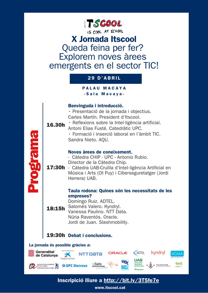 ITSCOOL_com's tweet image. Consulta el programa X Jornada Itscool que no et pots perdre! itscool.cat/?q=ca/x-jornad…