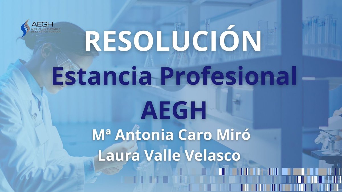 Asociación Española de Genética Humana (AEGH) (@aeghgenetica) on Twitter photo 🎓BECAS | Ya se ha resuelto las dos becas Estancia
Profesional otorgadas por la <a href="/AEGHgenetica/">Asociación Española de Genética Humana (AEGH)</a> para este 2025:
✅Beca junior: Mª Antonia Caro Miró
✅Beca senior: Laura Valle Velasco <a href="/LValleResearch/">Laura Valle</a>
¡Enhorabuena! 🏆 🎓BECAS | Ya se ha resuelto las dos becas Estancia
Profesional otorgadas por la <a href="/AEGHgenetica/">Asociación Española de Genética Humana (AEGH)</a> para este 2025:
✅Beca junior: Mª Antonia Caro Miró
✅Beca senior: Laura Valle Velasco <a href="/LValleResearch/">Laura Valle</a>
¡Enhorabuena! 🏆