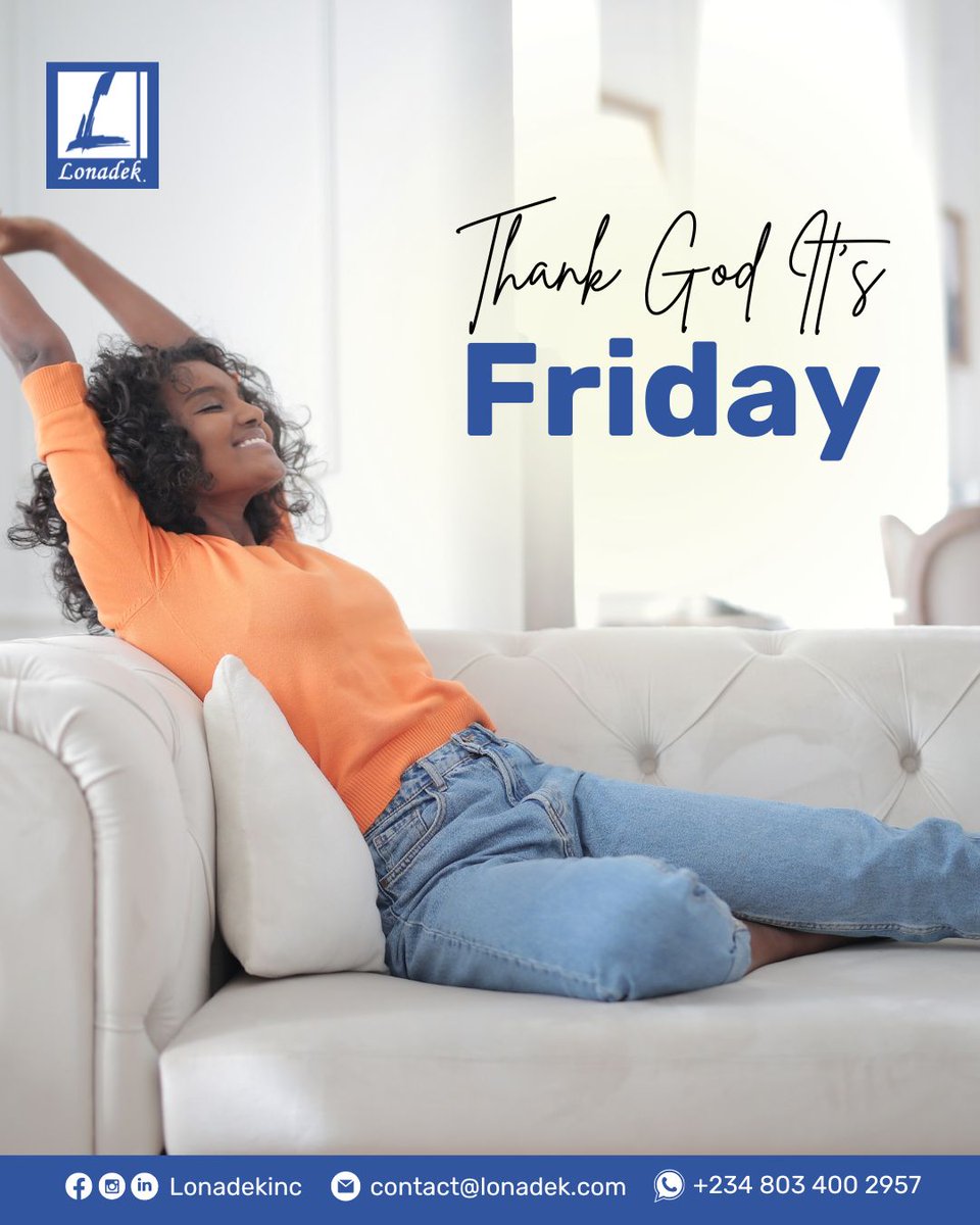 LonadekInc's tweet photo. You've done great work this week! Time to relax and recharge for next week.
Have a restful weekend.
#Lonadek #TGIF #FridayVibes #Engineering #EngineeringTechnology #EngineeringSolutions #ITSolutions https://t.co/B1KfQmL9PH