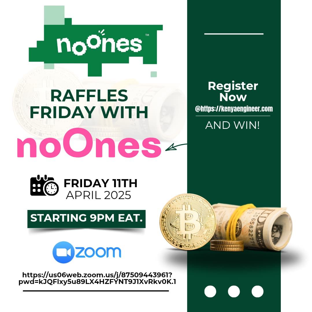 exchangesafari's tweet photo. It’s Raffle Friday with @Noones_Kenya
Join us this Friday, April 11th at 9PM EAT for a chance to win big in Crypto!

Register now at https://t.co/2SvvZ1TCdq
Zoom link: https://t.co/JrdzAWGXzJ @ray_noOnes @nickspanos @willyzaqs @Kibet_bull
#NoOnes #Bitcoin #CryptoRaffles #KenyaCrypto  Principal Waria lovers Boina GM Binance Eric Nancy Mind network Mo Salah Memphis