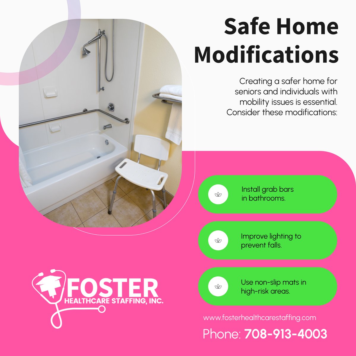 fosterstaff1ng's tweet photo. Simple home adjustments can prevent accidents and enhance safety. Let’s make every home a secure space for loved ones. 

#HomeHealthCareAndStaffingAgency #SouthHollandIL #HomeSafetyTips https://t.co/k9YYfr1z9x