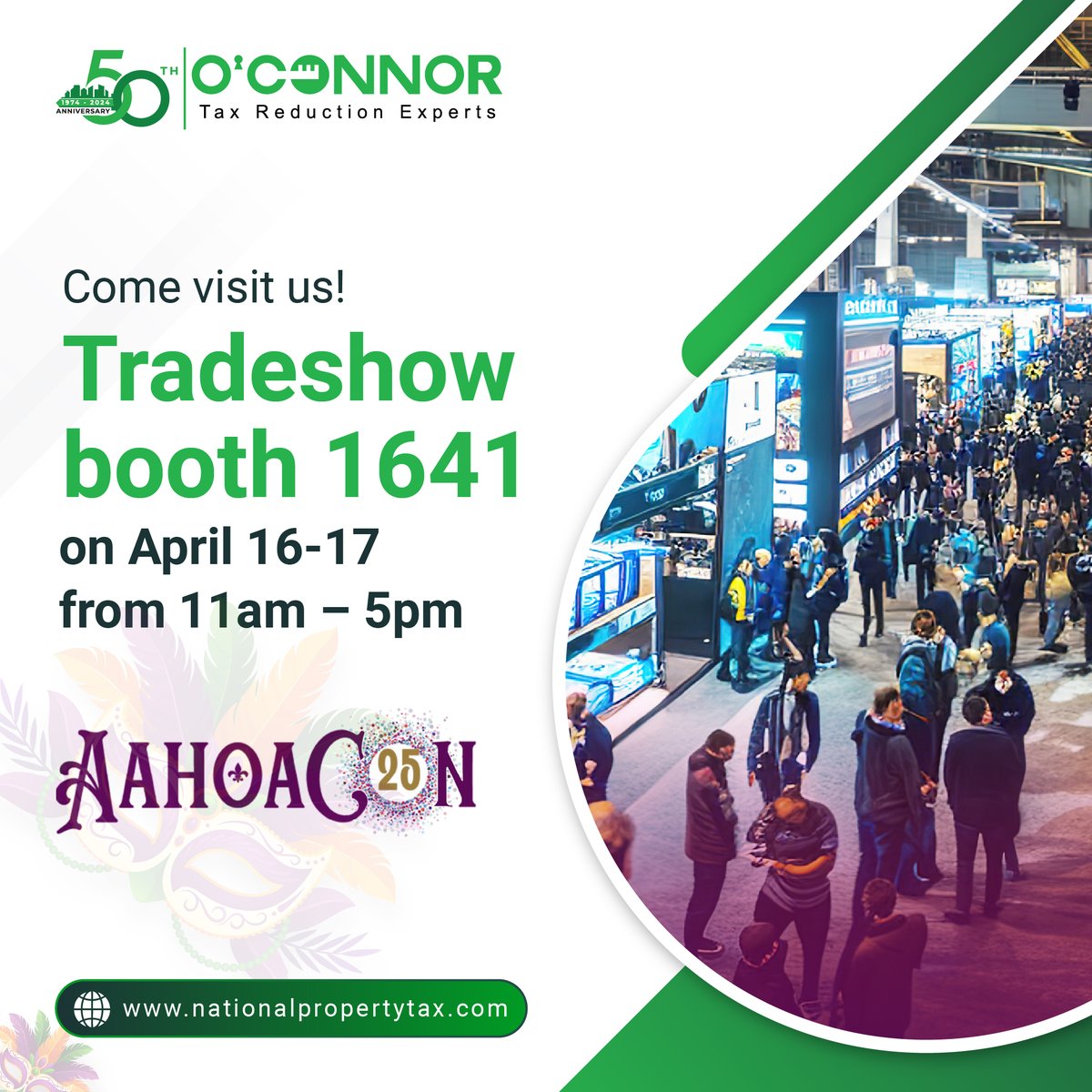NationalPRtax's tweet image. Come visit us at the AAHOA Con 2025 tradeshow! Booth 1641 on April 16-17 from 11 am – 5pm at Ernest N. Morial Convention Center, New Orleans. Visit nationalpropertytax.com to learn more!

#AAHOACon2025 #tradeshowbooth #hospitalityindustry #ConventionBooth1641 #NewOrleans