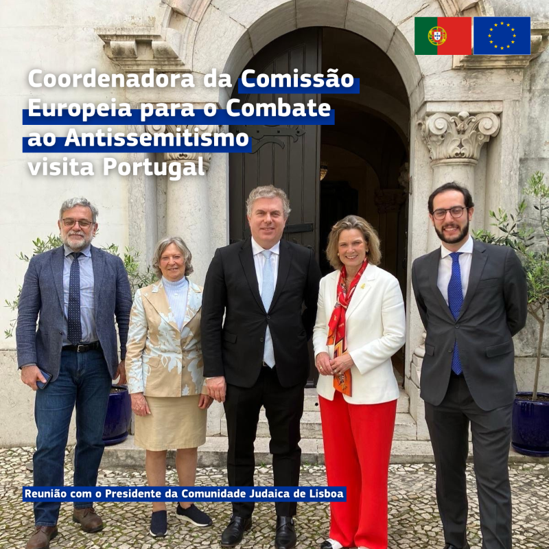CE_PTrep's tweet photo. 🇪🇺 @kschnurbein, Coordenadora @EUAntisemitism, esteve em Lisboa para encontros institucionais no âmbito da Estratégia Europeia #No2Antisemitism.

Reuniões com Governo 🇵🇹, Parlamento, e Comunidade Judaica.

Compromisso firme com tolerância e inclusão.

#EU4JewishLife
