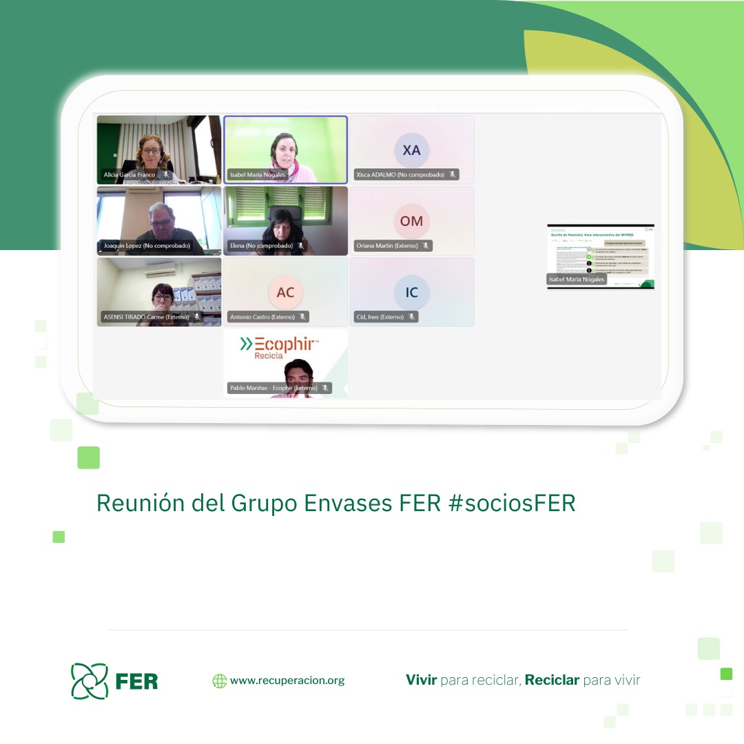 📢♻ Grupo de envases de FER se reunió para repasar los avances clave: reuniones con los SCRAPs y con el MITERD para analizar el Escrito de Posición enviado. 

Los #sociosFER compartieron sus inquietudes sobre la aplicación de la RAP en envases comerciales e industriales.